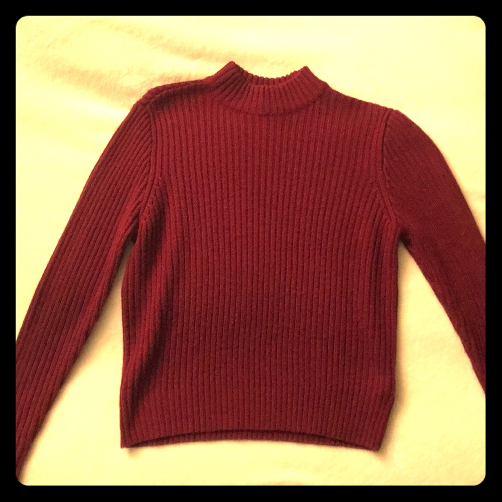 Burgundy turtleneck sweater
